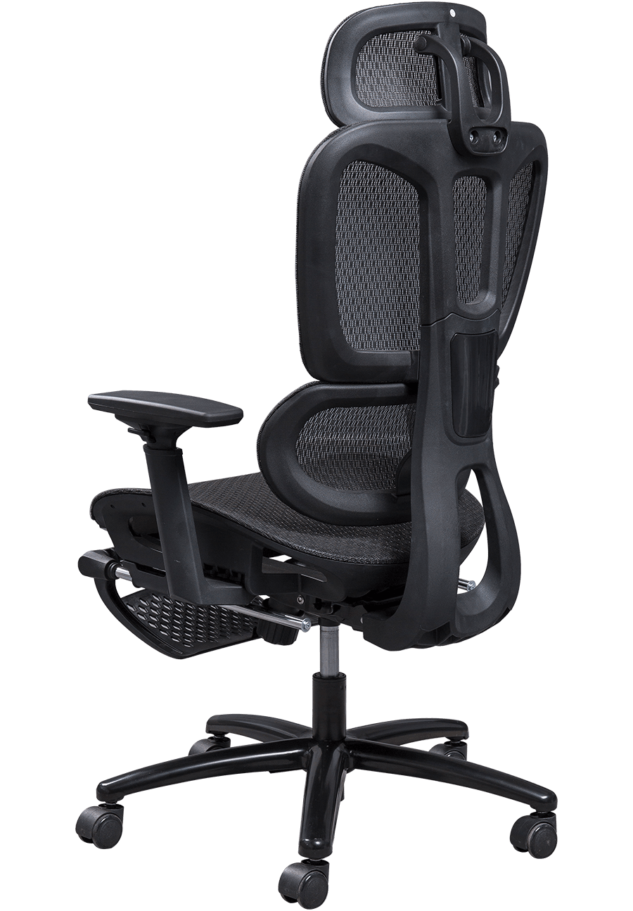 Ergonomisk mesh kontorstol Plastramme Klassisk design mesh stol Justerbar nakkestøtte Kontorstol med fodstøtte details
