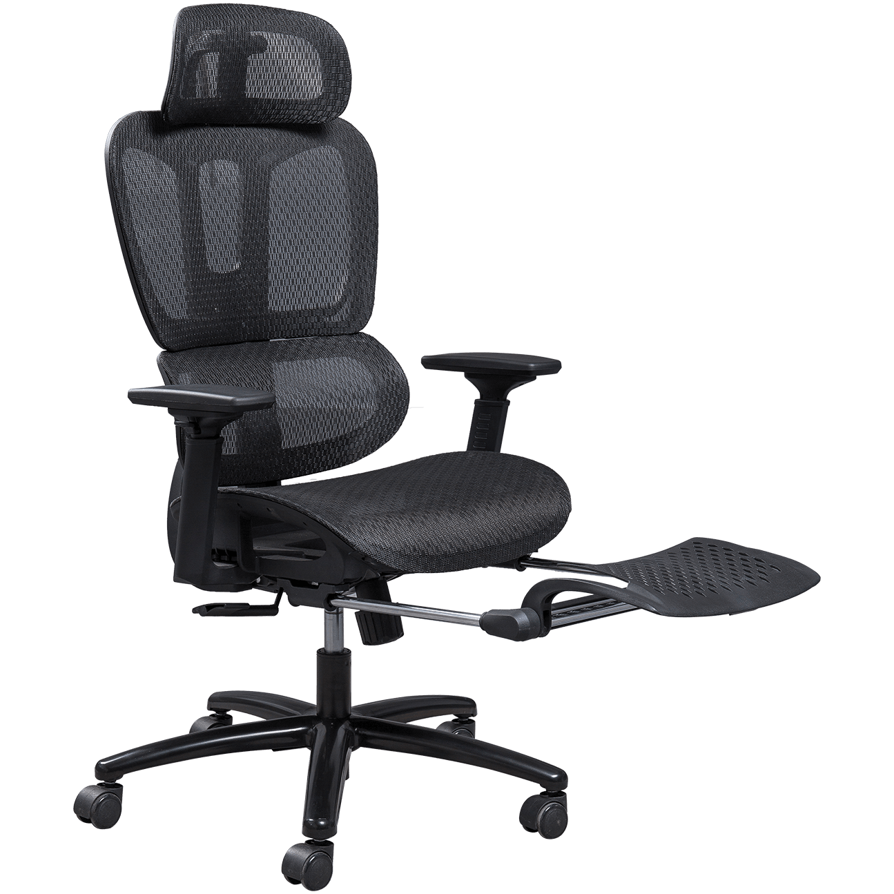 Ergonomisk mesh kontorstol Plastramme Klassisk design mesh stol Justerbar nakkestøtte Kontorstol med fodstøtte details